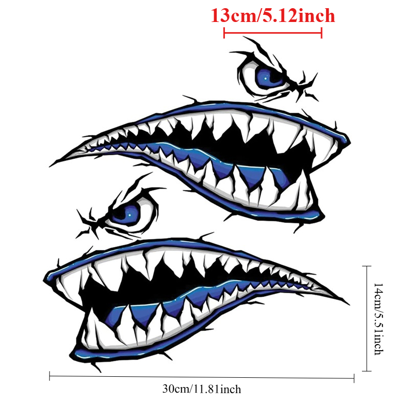 2PCS Shark Teeth Mouth Boat St - Fishing Boat Oar recension och pris